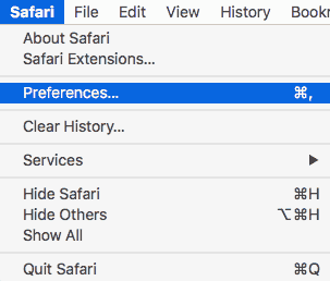 Safari menu